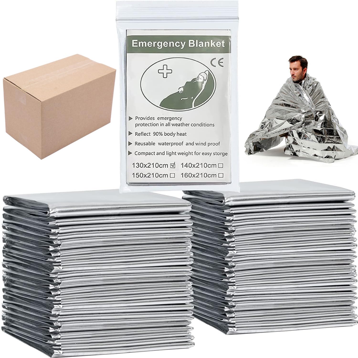 Mylar Blankets — 50 Pack